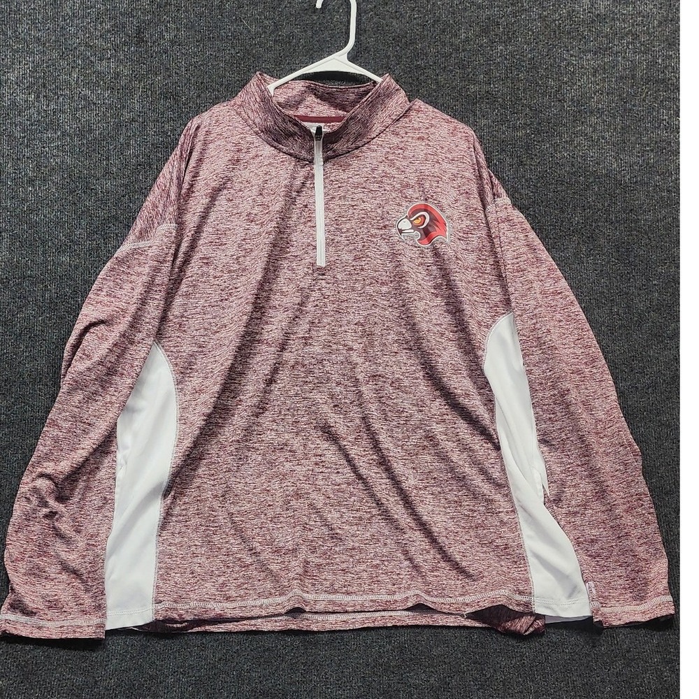 Russell Pullover Mens 3XL Burgundy Excellent Hawk Mascot Quarter Zip Space Dye